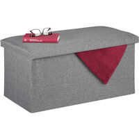 Relaxdays Storage Bench, Fabric Cover, 84 L Capacity, H x W x D: approx. 38 x 76.5 x 38.5 cm, Light Grey