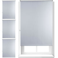 Set of 4 Relaxdays Thermal Blackout Blinds, Heat Protection, Side-Pull Roller Shades, No Drilling, 110x160cm, White