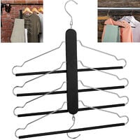 Set of 3 Relaxdays Multi Clothes Hanger, Holder with 4 Flexible Coat Hangers,  Organiser, Metal Hooks