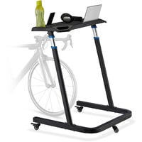 Relaxdays Multifunctional Desk, Adjustable, Laptop Table with Castors,  Standing, Bicycle Table, Height: 87-135 cm, Black
