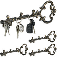 Relaxdays Key Rack, Wall-Mounted, 3 Hooks, Decorative Shape
