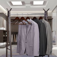 Set of 20 Relaxdays Suit Hangers, Wide Shoulders, 360° Swivel Hooks, Pants  Rail, Wooden Coat Hangers, Brown