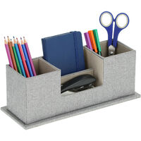 Relaxdays Desk Organiser, 4 Compartments, Fabric Look, H x W x D: 11 x 29.5  x