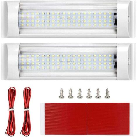 Éclairage Intérieur, Lampes LED de Plafonnier, Éclairage de Toit 12V-80V 72 LED 6000K pour Camping car/Remorque/Camionnette/Bateau avec Interrupteur Marche/arrêt Blanc(2 pcs) (1/5)