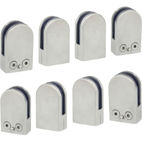 ZOLGINAH 8 PCS (6-8mm) Pince à Verre Porte-Verre En Acier Inoxydable 304 Support de Serrage Clamp Clip Plat Main Courante Fenêtre Balustrade Réglable Escalier Salle de Bains (1/5)