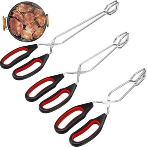 3 Pièces Pinces de Cuisine, Cuisson Pince, Pince à Barbecue, avec Poignées Antidérapantes et Résistantes à la Chaleur pour Tourner et Saisir Les Outils Alimentaires, 3 Spécifications (1/5)