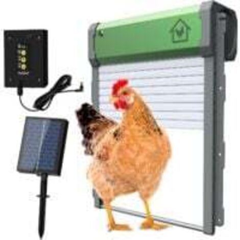 Porte Automatique Poulailler Solaire, Etanche avec Capteur De LumièRe, Minuterie du Soir Et du Matin, Aluminium, pour Un Elevage De Poulets SéCurisé (1/5)