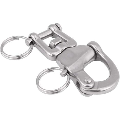 Mousqueton Pivotant à Emerillon, Maillons Rapides en Acier Inoxydable 316 Crochet à Ressort Rapide à Largage pour Drisse de Voilier Bateaux(128mm) (1/5)