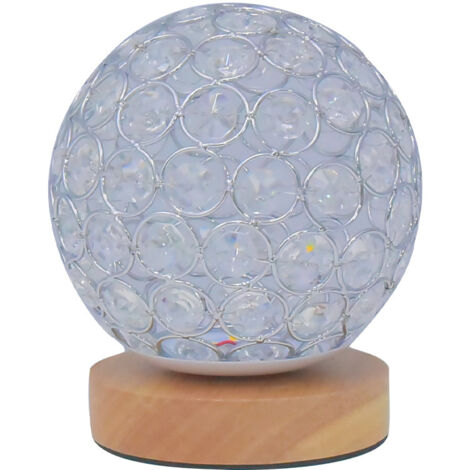 Lampe de table en cristal, lampe de chevet décorative en cristal pour la chambre à coucher, le salon, la chambre d'amis, argenté (1/5)