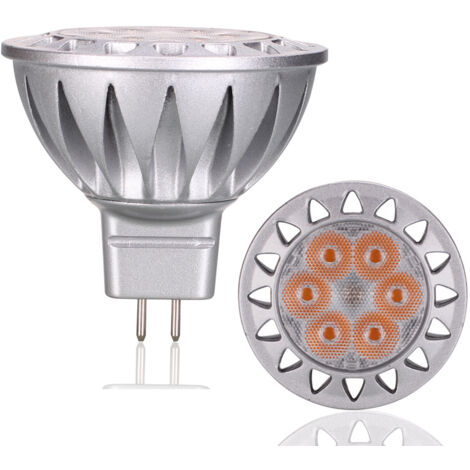 Ampoules LED 5 W remplacent un équivalent halogène de 20 W 35 W, blanc chaud doux 2700 K, 12 V basse tension MR16 GU5.3 pour éclairage extérieur de paysage, non variable, 450 lm, 38 degrés, lot d (1/4)