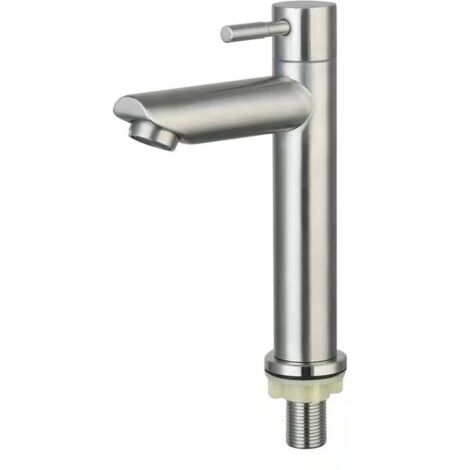 Robinet d'eau froide pour évier de cuisine G1/2 pouces en acier inoxydable Robinet d'évier de salle de bain Robinet d'eau froide simple pour la maison Salle de bain Cuisine (1/5)