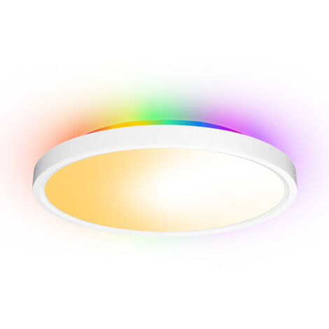 Plafonnier LED RGBIC, plafonnier intelligent de 30 cm, prend en charge la voix Alexa, 16 millions de couleurs, adapté à la chambre à coucher, au salon, au couloir, au plafonnier de cuisine (1/4)