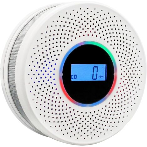 Dpzo – Détecteur de fumée et monoxyde de carbone 2 en 1 – Alimentation pile AA – Écran LCD – Détection rapide et fiable – Installation facile