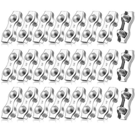 Lot de 20 serre-câbles duplex M2, serre-câble métallique, pinces duplex pour 2 mm d'acier R (1/5)