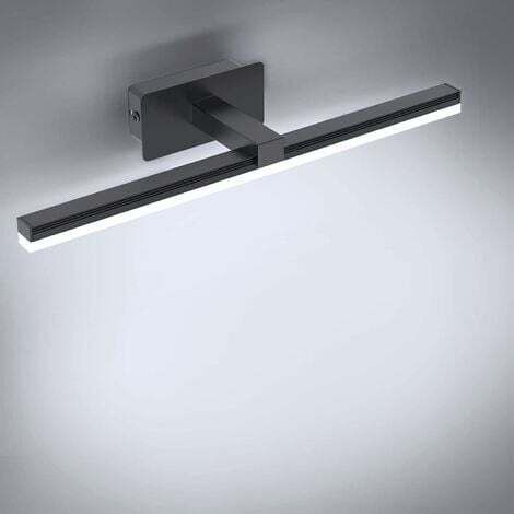 Lampe Miroir LED 9W, Lampe Miroir Salle De Bain Blanc Froid 6000K Éclairage Avant Miroir 40cm Éclairage Armoire Salle De Bain 720LM Lampe Murale Miroir Led Noir(Pas D'interrupteur) (1/5)