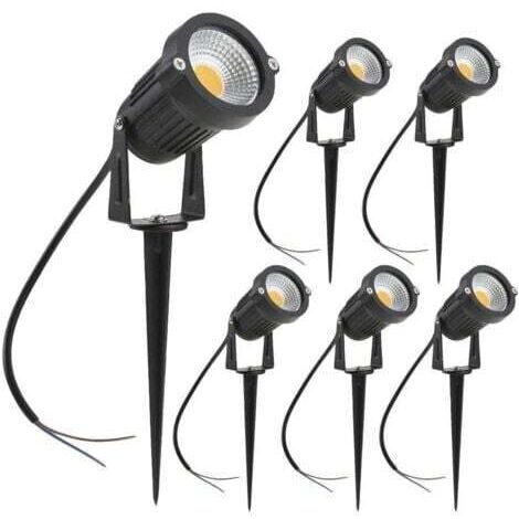 Spots LED Extérieur, 3W Lampes Jardin Blanc Chaud 3000K 1440LM avec Piquet, Etanche IP65 Lumière Extérieur LED Projecteur pour Jardin, Chemin, Terrasse [Classe énergétique A+] - 6 pcs (1/4)