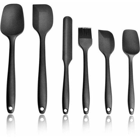Spatule Silicone, Spatule Cuisine, Outil Cuisine en Silicone de Qualité Alimentaire, Noir (1/4)