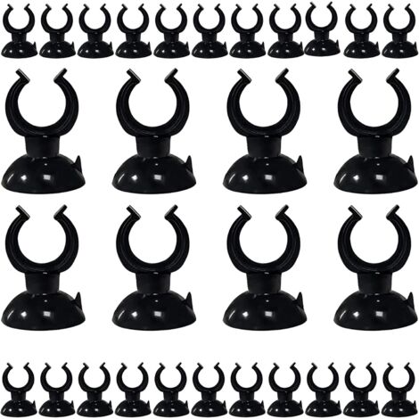 30 Pièces Ventouse Aquarium(Noir), Clips à Ventouse pour Aquarium PVC Écologique pour Chauffe Eau Thermomètre Aquarium Tube d'eau (1/5)