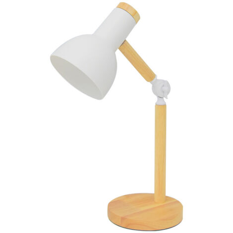 Flexo d'Écriture TEACHER 1xE-27 en Métal et Bois, Idéal pour Bureau et Chambre, Noir, Design Moderne et Élégant, Matériau: Métal (AMPOULE NON INCLUSE) (BLANC) (1/5)