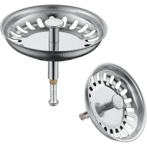 Filtre d'évier de cuisine Bouchon d'évier de cuisine en acier inoxydable de 79 mm, 2 filtres d'évier de cuisine, filtre de bouchon de crépine d'évier avec hauteur réglable (1/5)