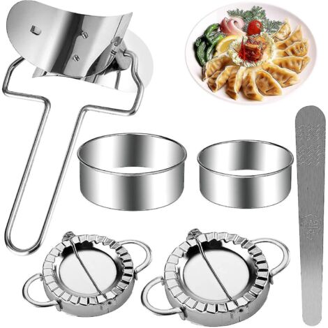 6 Pcs Dumplings Maker 9.5/7.5 Cm Dumpling Molds Empanadas Press Mold Stainless Steel Dumpling Skin Maker Ravioli Pierogi Maker Pie Pastry Mold Kitchen (1/5)