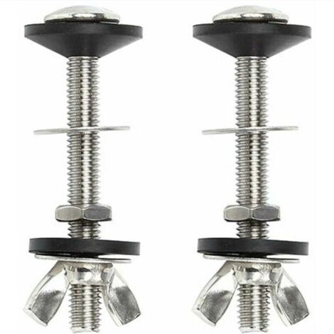 Lot de 2 boulons de réservoir de toilettes à cuvette - Kit de fixation universel en acier inoxydable avec double joint - Facile à installer (1/5)