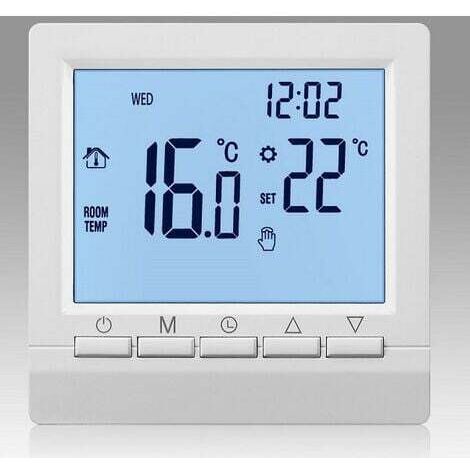 Thermostat de Chauffage de chaudière à gaz 1.5 v régulateur de température alimenté par Batterie avec rétro-éclairage Blanc pour chaudières Programmable hebdomadaire (1/4)