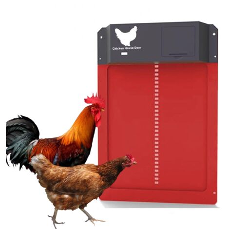 Porte Automatique Poulailler,Porte de Poulet avec Capteur de Lumière, Etanche Capteur de Lumière Automatique à Induction à Pile,Elevage de Poulets Sécurisé (1/5)
