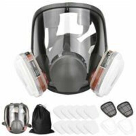 Masque complet 16 en 1 Masque complet en silicone 1 corps de masque + 2 x cartouches filtrantes 3 + 2 x bouchons de filtre + 10 tampons filtrants + 1 sac de rangement (1/5)