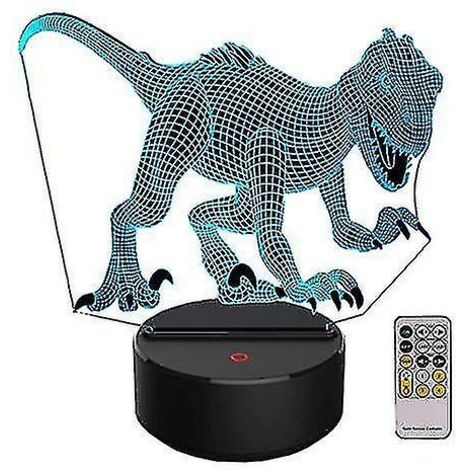 Veilleuse 3D dinosaure pour enfants, cadeau de Noël, anniversaire, jouet Indoraptor, lampe illusion 3D, lumière animale, cadeaux pour garçons, chambre à coucher, fourniture de fête (1/5)