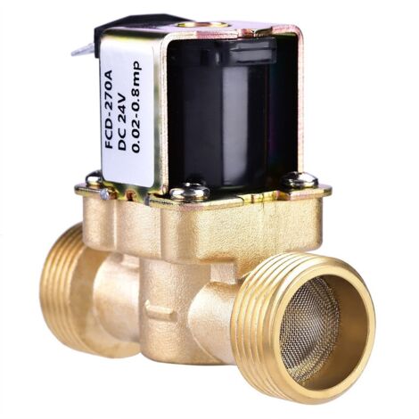 Électrovanne Magnétique électrique, 3/4"DC 24V Laiton Électrovanne D'eau NC Normalement Fermée Régulateur de Pression Régulation de Débit Constant Vanne de Commutation de Débit D'eau D'entrée pour le (1/5)
