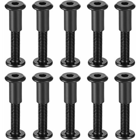 Dpzo – Lot de 10 vis de fixation M6 x 35 mm – Acier carbone noir – Pour cuir et objets d'art – Installation facile avec clé hexagonale (1/5)