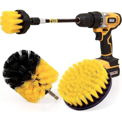 Lot de 4 brosses de nettoyage pour perceuse électrique, ensemble de fixation longue et longue, kit de brosses à récurer tout usage pour coulis, sol, baignoire, douche, carrelage (1/5)