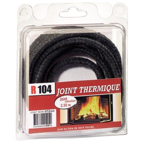 Crea – Joint de cheminée en fibre de verre 12mm – Longueur 2,50m – Tube de colle R104 inclus – Résistance à la chaleur optimale (1/4)