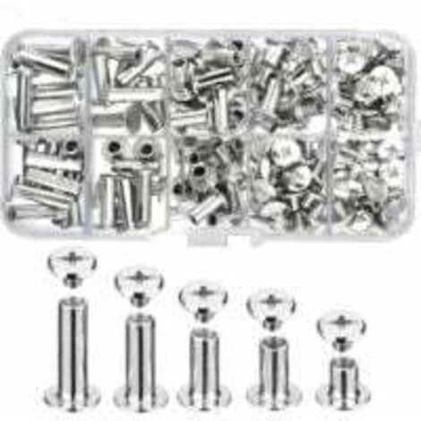 Lot de 80 vis de reliure en métal Chicago pour bricolage, décoration, réparation de reliures, artisanat (argent) (1/5)