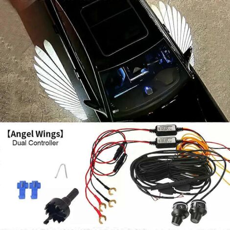 Aile d'ange universelle pour rétroviseur latéral de voiture, lumière LED de bienvenue, projecteur de tapis, lumière de décoration de porte, 12 V (blanc) (1/5)