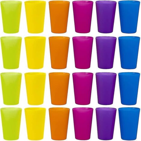 24 gobelets en plastique réutilisables, 6 gobelets en plastique de couleurs vives pour enfants, camping (1/5)