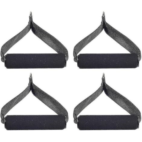 4 pièces poignées à poignée unique avec mousquetons poignées d'exercice de poignée de traction pour l'entraînement de force d'exercice de tube de résistance (noir) (1/4)