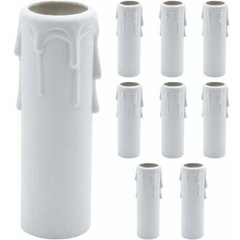 Paquet de 9 bougies gouttes gouttes en plastique couvre les tubes pour lustre lumière pendants luminaires blanc (1/5)