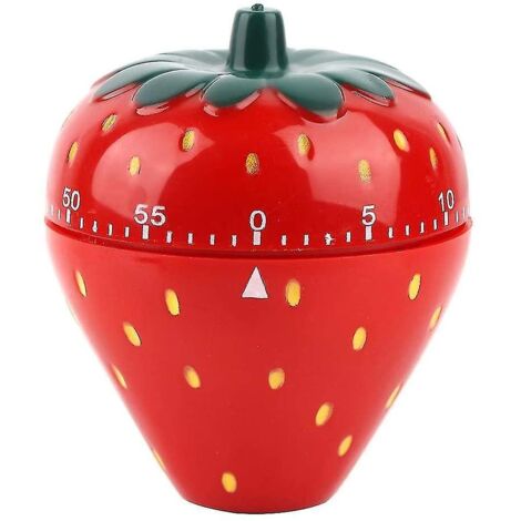 Minuterie de cuisine en forme de fraise, minuterie de cuisine de 60 minutes, rappel de temps mécanique (1/4)