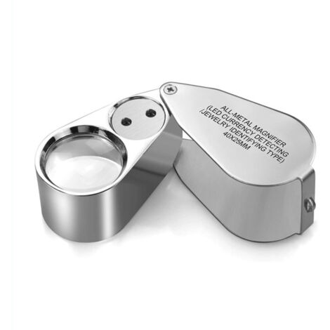 bijoutier loupe 40x en métal fabriqué Led Uv loupe pliante Identification de monnaie Identification de bijoux (1/4)