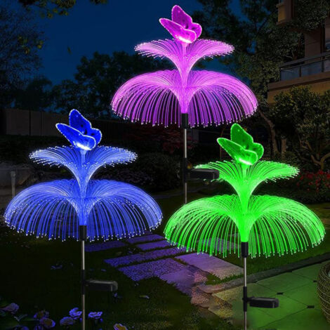 Lampes solaires de jardin, lot de 2, tubes en acier inoxydable, double couche, étoiles et lune, avec LED, étanches IP65, idéales pour pelouses, trottoirs, terrasses, balcons et décorations paysagères. (1/4)
