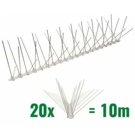 10 mètre pics anti pigeons 4 rangées en polycarbonate - solution de qualité pour contrôle des oiseaux (1/4)