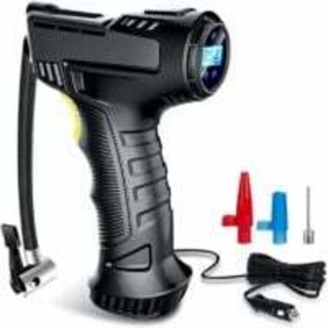 Compresseur d'air Portatif, Gonfleur Pneus Voiture 12v DC, Fil Allume Cigare,3 Adaptateurs de Buses,pour Voiture Vélo et Balle Gonflable avec Ecran LCD et Lampe LED (1/5)