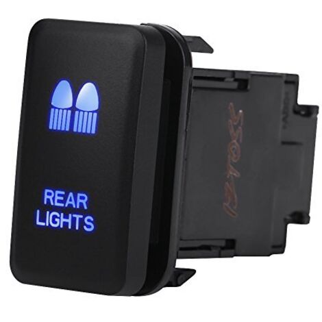 Interrupteur à bascule de Voiture, 12V Commutateur à LED Bleu Contacteur de Commande ON/OFF 38.75 x 20.8mm avec Câble 200MM pour voiture(REAR LIGHTS) (1/5)
