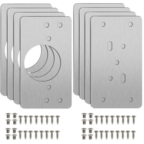 Plaque de réparation pour charnières d'armoire avec trous, 8 supports de réparation avec 48 vis, facile à installer, kit de réparation pour charnières en bois, meubles et étagères (1/5)