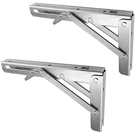 Supports d'étagère pliants robustes en acier inoxydable - Ensemble de 2 Support mural pliable à angle droit de 90 degrés Charge 100kgCREA (1/4)