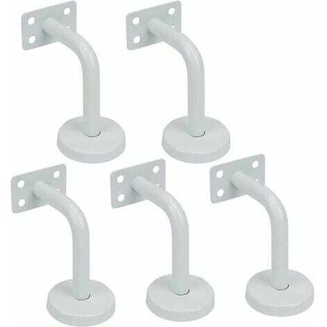 5pcs Supports de Main Courante d'Escalier, Supports Acier Inoxydable Blanc de Rampe d'Escalier-60x80mm-Vis de montage fournis-Pour Fixation Rampes d'Escalier et garde corps Intérieure et Extéri (1/4)