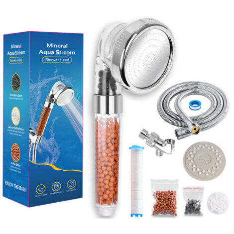 Pommeau de douche, pommeau de douche anti - Tartre système de filtration ionique à trois étages à haute pression à économie d'eau, unité de filtration en coton PP remplaçable (1/5)