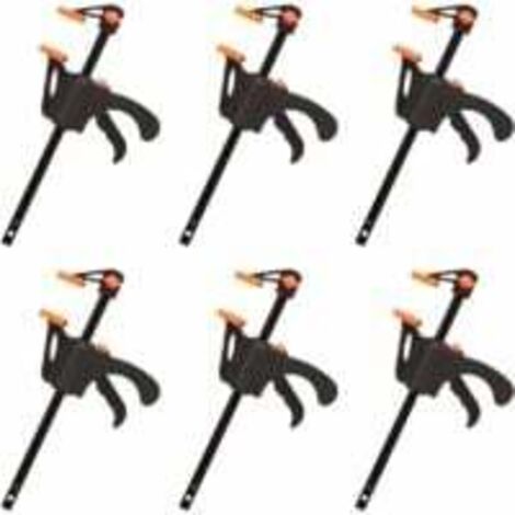 6-Pack F-Clamps, Quick and Easy Clamping, Woodworking Hand Tools, Wooden Doors (4 Inch) (1/5)
